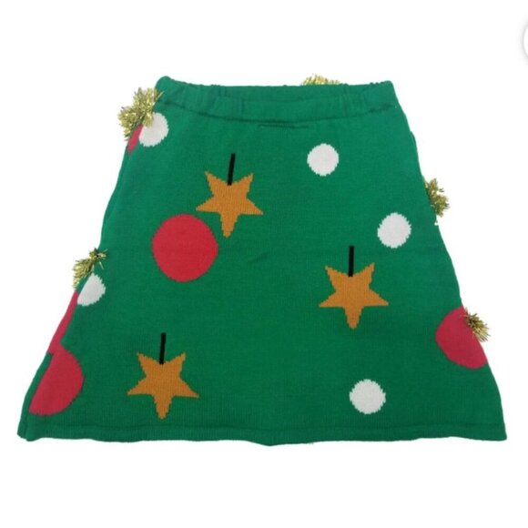 CHRISTMAS TREE TINSEL FETCHING KNIT MINI SKIRT GIGGLE BELL HOLIDAYS SIZE SMALL - Picture 2 of 11
